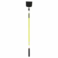 This floor scraper features a stiff carbon steel blade and a fiberglass handle with a standard end. Designed for removing floor coverings, adhesives, and debris from surfaces in construction, renovation, and maintenance tasks