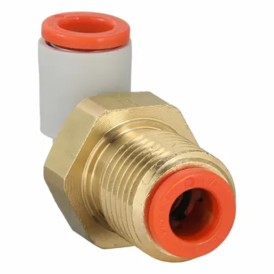 SMC KQ2LE06-00A Push-to-Connect Elbow Fitting, 6 mm OD x 6 mm OD, Brass, White - Polybutylene & Brass Tube Fittings