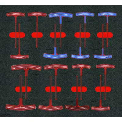 PROTO Hex Key Set: 16 or More Pieces, T, Metric and SAE, Std End, Long, 17 Pieces - T-Shaped Hex Key Sets