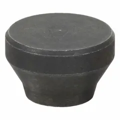Steel round swivel pad for C-clamps with a jump-ring style. Overall length of 7/16 inch. Designed to provide a pivoting contact surface for even clamping force distribution in metalworking, woodworking, and assembly tasks.