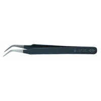 KNIPEX Precision Tweezers: Stainless Steel, Point, Curved Tip, 0.25 mm Tip Thick (MPN 92 38 75 ESD)