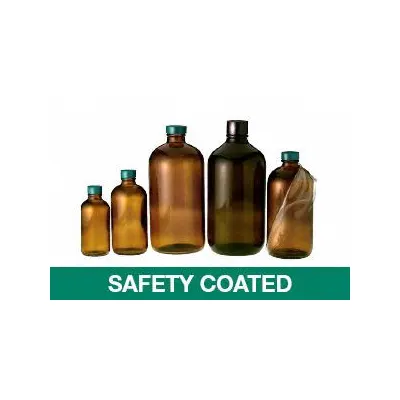 QORPAK Safety Coated Narrow Mouth Round Glass Lab Bottle - Safety Coated Narrow Mouth Round Glass Lab Bottles