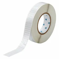 This precut label roll is made of polyimide with a white gloss finish. Each label measures 3/16 in by 1 in, and the roll contains 10,000 labels. It is designed for use with the i5100 printer series. Typical applications include wire marking, component labeling, and asset tracking in industrial environments.