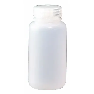 NALGENE Sampling Bottle: HDPE, 240 mL, 8 fl oz, Closure Included, Natural, 43-415 - HDPE Wide Mouth Round Lab Bottles