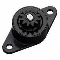 Geared rotary damper with clockwise rotation and 500 gf-cm torque. Body made of polyacetal. Used to control rotational motion in applications such as lids, doors, and panels, providing smooth deceleration
