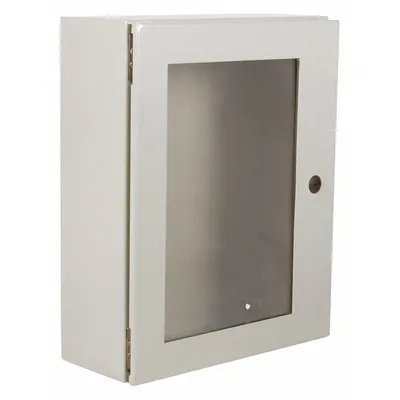 WIEGMANN Enclosure: Steel, 20 in x 20 in x 10 in, NEMA 12/13/3R/4, Solid with Window Cover - Steel Washdown Enclosures
