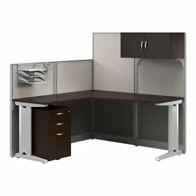 BUSH BUSINESS FURNITURE Modular Cubicle Workstation with Privacy Panels - Office Cubicles with Privacy Panels