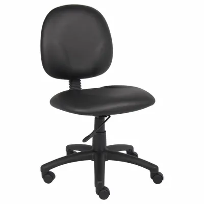 BOSS Office Chair: Black, Vinyl Material, 16 1/2 in Back Ht, 20 in Seat Wd - Armless Office Chairs