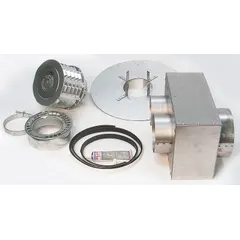 This steel venting assembly is designed for gas wall and ceiling heaters, featuring an Intake/Vent Concentric Y configuration for surface mounting. It includes a wind deflector and is compatible with unit heaters. The 4-inch vent diameter supports exhaust and intake air flow in a single through-wall or through-roof penetration.
