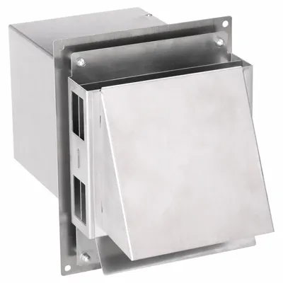 TJERNLUND Vent Hood: Vented Rain Cap, Rectangular, 3 in Duct, 5052, Aluminum, Silver Finish - Wall & Soffit Vent Caps
