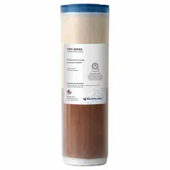 This deionization cartridge is constructed with a thermoplastic elastomer body and contains CG8H media for ion removal. It has a flow rate of 0.8 lpm and an overall diameter of 2 1/2 inches. Used in water purification systems to reduce dissolved ionic contaminants, it is suitable for applications requiring low conductivity water.