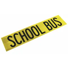 Yellow acrylic reflective sign for vehicle marking applications. Measures 37 inches long by 8 3/4 inches wide. Features a yellow reflective color and acrylic adhesive material. Suitable for marking school buses and other fleet vehicles.
