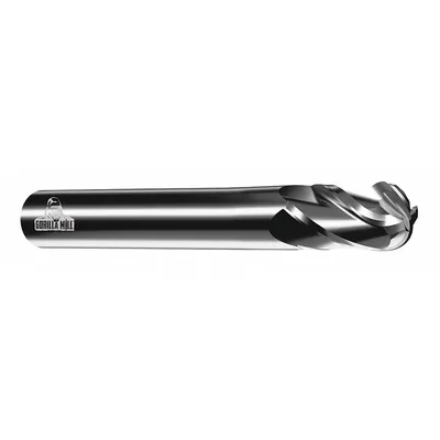 OEM Carbide Ball End Mill, 4 Flute, 3/8" Mill Dia, 2" LOC, 4" OAL - General Purpose Carbide Ball End Mills