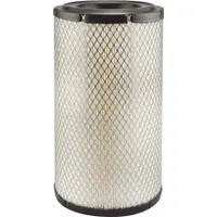 Round cabin air filter with cellulose media and radial seal design. Includes a 3-9/16 in gasket. Filters air entering the vehicle cabin, commonly used in farm equipment to protect operators from dust and debris