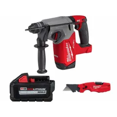 Pistol-grip SDS-Plus rotary hammer with 2-1/2 in maximum capacity. Delivers 0-4,800 bpm impact rate for drilling and chiseling in concrete, masonry, and stone. Includes one 6 Ah battery. Hammer-only unit.