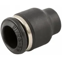 This AIGNEP push-to-connect cap is made of nylon and designed for 14 mm OD tubing. It has an overall length of 1 1/32 in and provides a leak-free seal for pneumatic or fluid-handling systems. Typical applications include industrial automation, packaging, and material handling