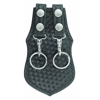 AIRTEK Key Holder: Black, Leather, Basket Weave, 5 in x 115 mm, Snap Closure - Key Holders & Pouches