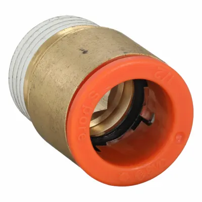 SMC KQ2S13-36AS Push-to-Connect x MNPT Brass Tube Fitting, 3/8" Thread, White - Polybutylene & Brass Tube Fittings