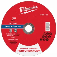 General purpose cut-off wheel for carbon and stainless steel. Type 1 design with aluminum oxide abrasive and 36 grit. Commonly used in metal fabrication, construction, and maintenance for clean cuts on ferrous materials.