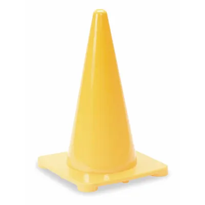 OEM Traffic Cone: 18 in Cone Ht, Yellow, Non-Reflective, Polyethylene, Blank - Traffic Cones for Non-Roadway Use