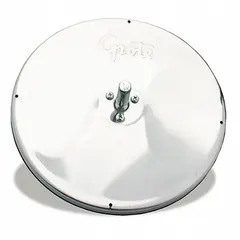 Round convex mirror with 8-inch diameter for passenger-side vehicle door. Provides wide-angle view to reduce blind spots. Non-heated, non-illuminated. Suitable for commercial trucks, vans, and heavy equipment.