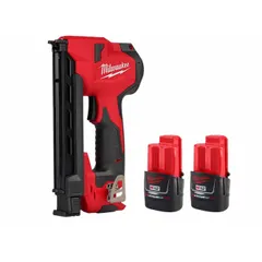 This cordless staple gun kit includes the stapler and two batteries, with no charger. It operates in sequential firing mode and is designed for staples with a 3/4 in width. Typical applications include fastening materials in electrical, insulation, and general construction tasks.