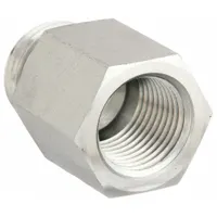 Rigid straight steel hydraulic hose adapter with female NPTF and male ORB connections. Fitting size 3/8 in x 1/2 in. Used to connect NPTF threaded ports to O-ring boss ports in hydraulic fluid systems