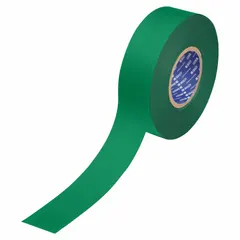 Solid green floor marking tape for safety and organization in industrial facilities, warehouses, and plants. 2 in wide by 100 ft long, 22 mil thick polyester backing (Series B-553) withstands heavy foot and vehicle traffic. Marks aisles, hazard zones, and storage areas.
