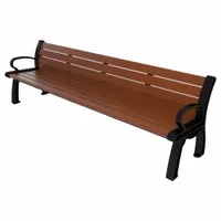 This vandal-resistant resinwood bench from the Heritage series measures 96 inches in overall length and 30 inches in overall height. It features a brown seat and black frame, suitable for outdoor seating in public or commercial spaces such as parks, campuses, and transit stops