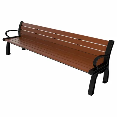 ULTRASITE Heritage Outdoor Bench, 96 in L x 30 in H, Brown Seat, Black Frame - Vandal Resistant Resinwood Benches