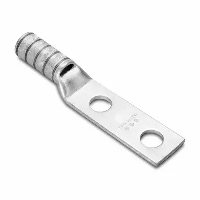 BURNDY Compression Lug: For 2 AWG, Stranded Wire, 3/8 in Stud Size, Std - Two-Hole Compression Lugs