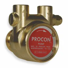 This PROCON rotary vane pump head features a low-lead brass body with 1/2" NPT ports and a maximum flow of 240 gph. Carbon vane material and a standard relief valve are included. NSF 169 listed for potable water applications. Suitable for carbonation systems, beverage dispensing, and water transfer.