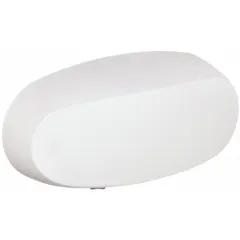 LED emergency light with linear pattern for wall mounting in damp locations. Operates on 120/277V AC, 1.2 W lamp wattage, 4.8 W emergency wattage. White plastic housing, surface mount, non-adjustable, non-remote capable. Complies with NOM standards.