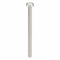M3x0.50 thread, 45 mm length, 316 stainless steel pan head machine screw with plain finish and Phillips #1 drive. Supplied in a 50-pack. Suitable for fastening components in applications requiring corrosion resistance.
