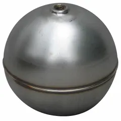 Stainless steel float ball with an internal 10-32 machine thread connection. Used in industrial level-sensing applications for detecting liquid levels in tanks and vessels.