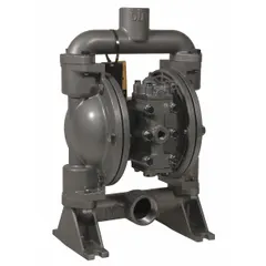 This aluminum housing air-operated double-diaphragm (AODD) pump features 1 1/2 in NPT connections, a flow rate of 50 gpm, and a maximum head of 231 ft. It is equipped with an aluminum seat and Buna-N check valves, suitable for transferring a range of non-aggressive fluids in industrial fluid-handling applications.
