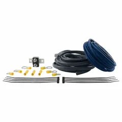 Pre-wired harness for connecting a brake controller to a vehicle's electrical system. Measures 24 in overall length, 1 in width, and 1 in height. Used in towing applications to transmit brake signals between tow vehicle and trailer.