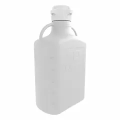APPROVED VENDOR Dual-Handle Rectangular Carboy with Spigot, 12.8 L, White, 83 mm Screw Closure