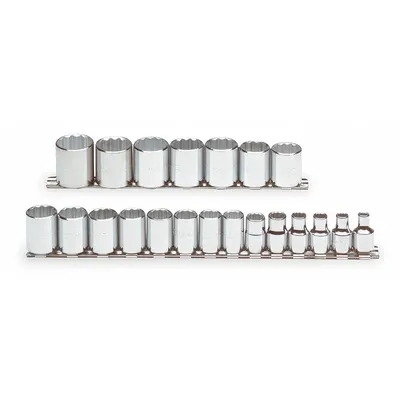 PROTO J52215 21-Piece 3/8 in Drive 12-Point Metric Socket Set, 6 mm to 26 mm - SAE & Metric Socket Sets