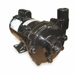 Straight centrifugal pump for water circulation, transfer, and boosting in industrial and commercial systems. Handles clean, non-abrasive fluids. Features 1/2 hp motor, 115/230V AC, 82 ft max head, 1-1/4 in intake and 1 in discharge. Open drip-proof (ODP) motor enclosure with cast iron construction.
