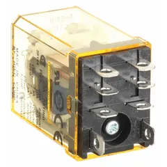 This relay is a replacement component for ice machines, used to control electrical circuits that start or stop parts such as compressors and fans. It is designed for use in commercial ice-making equipment found in hospitality, food service, and industrial cooling settings.