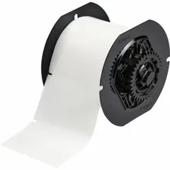 Acrylic precut label roll with aggressive permanent adhesive, designed for use with BBP33 printer series. Each roll contains 500 labels measuring 2 in x 3 in. Suitable for industrial labeling applications requiring strong adhesion to various surfaces.