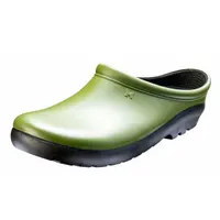 Loafer-style plain-toe shoes in cactus green, size 8 with B width. Suitable for light industrial or commercial environments where slip-resistant and easy-on-off footwear is required