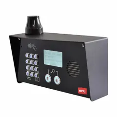 Outdoor audio intercom station for door and gate entry control. Includes SIM card for cellular connectivity. Compatible with Doors series. Operates at 24V. Enables two-way communication and remote access management at building entrances and restricted areas.
