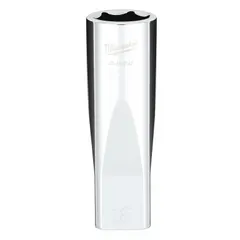 This 1/2 in drive, 18 mm socket features a 6-point deep design for accessing recessed fasteners. The chrome finish offers corrosion resistance, while the anti-roll hex shape prevents rolling on sloped surfaces. Suitable for tightening or loosening metric fasteners in general mechanical and automotive applications.