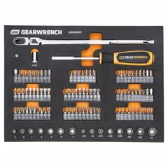 This 105-piece tool-only set includes SAE-sized tools for electrical and telecom work, such as installing, maintaining, and repairing wiring and connectors. The kit features a ratchet and foam inserts for organized storage and transport in commercial or industrial settings.