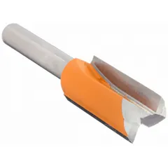 Carbide-tipped straight profile router bit with 1/2 in cutter diameter and 2 flutes. Designed for precision straight cuts and profiling in woodworking, cabinetry, and general routing applications on hardwood, softwood, and composite materials.