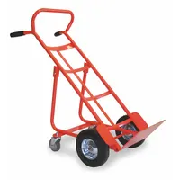 DAYTON General Purpose Hand Truck: 800 lb, Flow-Back Handle, Red, Steel, Semipneumatic, 10 in Wheel