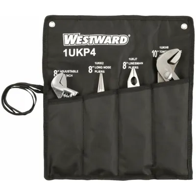 WESTWARD Plier and Wrench Set: 4 Pliers, Std Cushion Grip, Manual, Pouch - General Purpose Assorted Pliers Sets