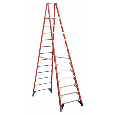WERNER Platform Stepladder: 12 ft Ladder Size, Fiberglass, 300 lb Load Capacity - Non-Conductive Fiberglass Platform Stepladders